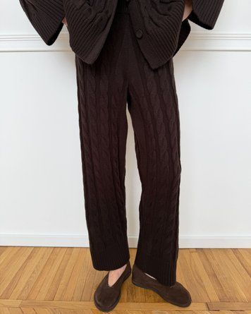 Штани прямого крою з фактурного трикотажу (колір шоколадний) XS/S knitwear006xs_s фото
