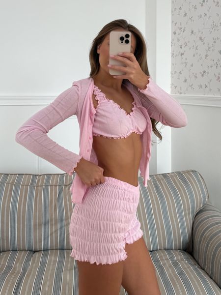 Набір рожевого кольору (кардиган + шорти жатка) XS/S cutieset20xss фото