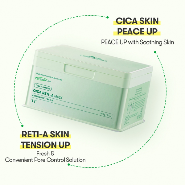 VT COSMETICS Cica Reti-A Mask 30 ea/350g - Набір зволожувально-відлущувальних тканинних масок 30шт/350g VTC069 фото