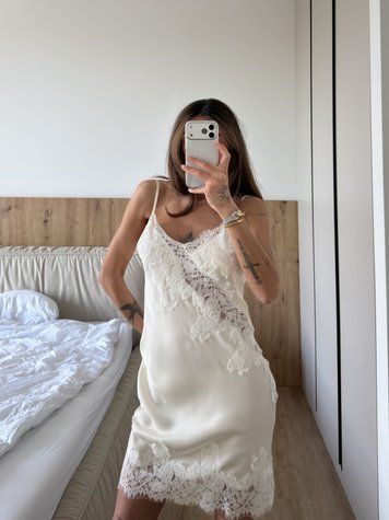 Сатинова сукня з мереживом XS/S  0303001xss фото
