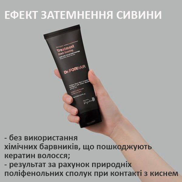 Бальзам-кондиціонер для відновлення кольору сивого волосся Dr.FORHAIR Folligen Black Treatment, 150мл 8809485534404 фото