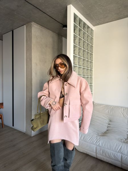 Куртка з екозамші на ґудзиках рожевого кольору XS/S cutiecot029xss фото