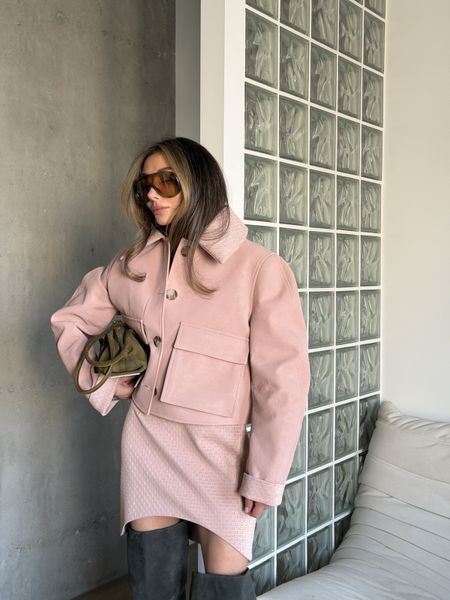 Куртка з екозамші на ґудзиках рожевого кольору XS/S cutiecot029xss фото