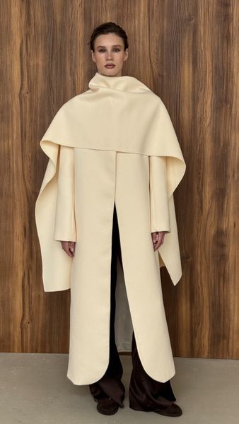 Довге пальто молочного кольору + шарф Fall Winter XS/S vocutiee002xss фото