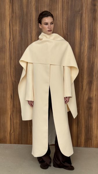 Довге пальто молочного кольору + шарф Fall Winter XS/S vocutiee002xss фото