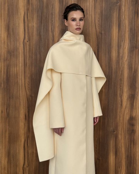 Довге пальто молочного кольору + шарф Fall Winter XS/S vocutiee002xss фото