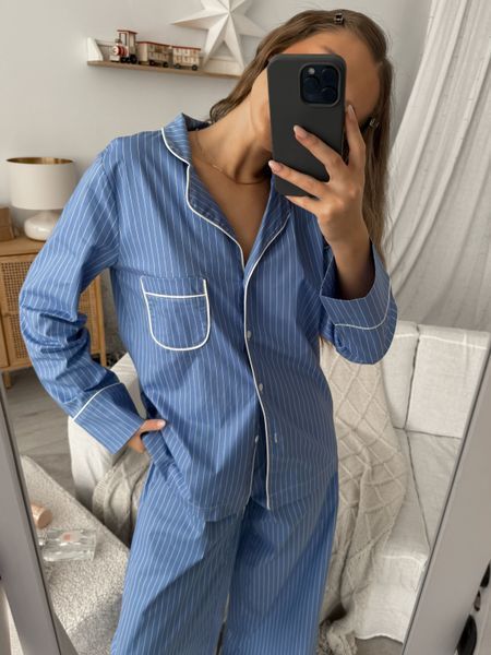 Блакитна піжама в полоску зі штанами (рубашка + штани) XS/S cutieelineblueS2 фото