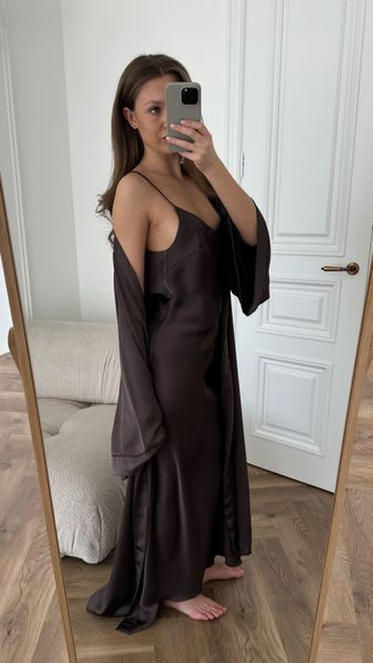 Шовкова сукня максі шоколадного кольору XS/S cutieedress002xs_s фото